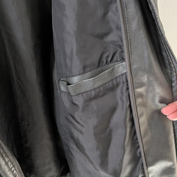 Hood Crew Men’s Unisex Casual Faux Leather Zip-Up Motorcycle Bomber Jacket - XL - Picture 13 of 16